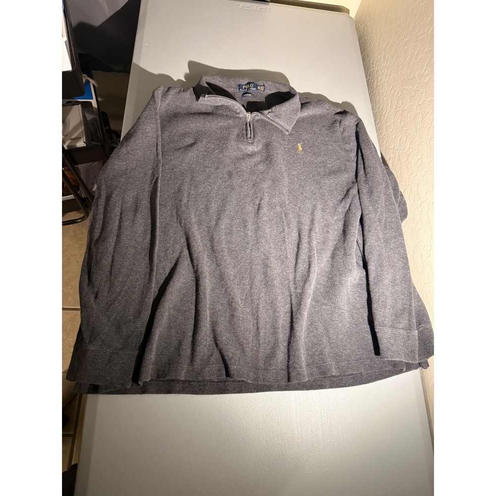 Polo Ralph Lauren Mens XXL Estate Rib Quarter Zip Pullover Grey 710671929037